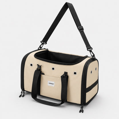 In-Cabin Dachshund Flight Carrier Beige flat lay