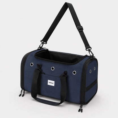 In-Cabin Dachshund Flight Carrier Blue flat lay