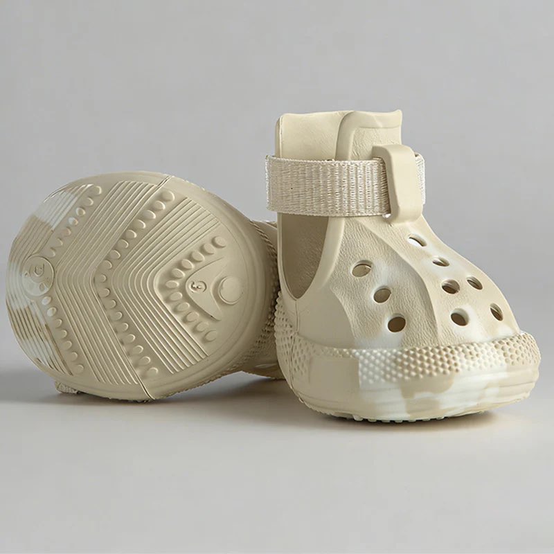 Luminous Dachshund Shoes Beige flat lay