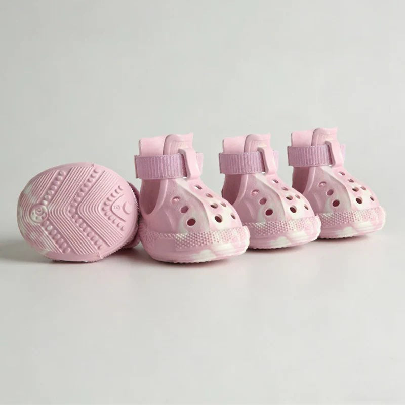 Luminous Dachshund Shoes Pink flat lay