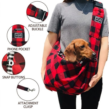 Plaid Dachshund Sling Carrier features overview