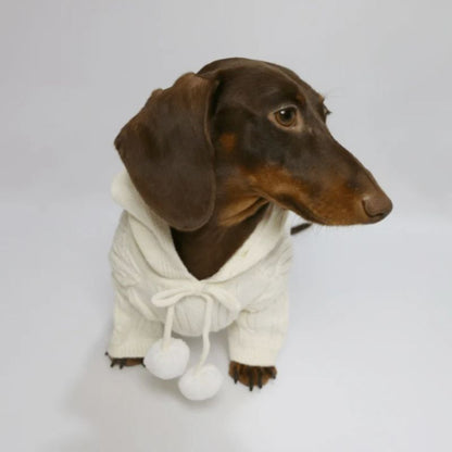 Dackel Kapuzenpullover mit Bommel