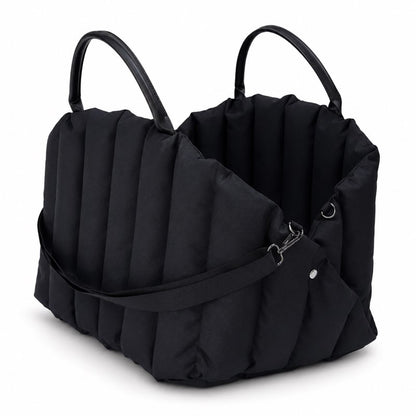 Puffer Dachshund Car Seat Black flat lay