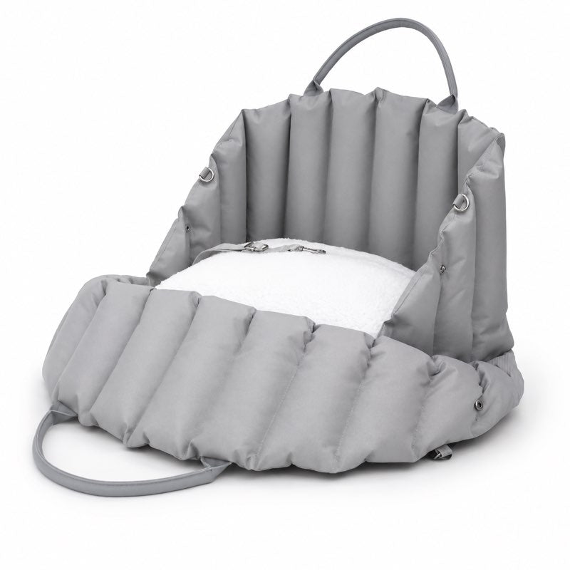 Puffer Dachshund Car Seat Grey flat lay