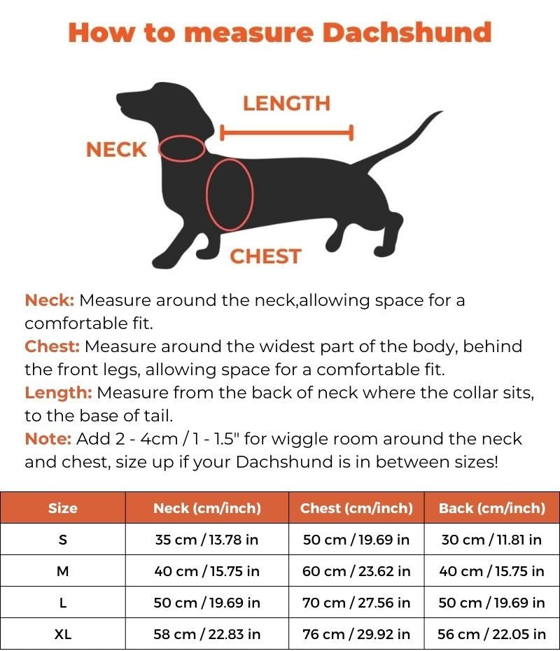 sheriff-dachshund-costume size guide