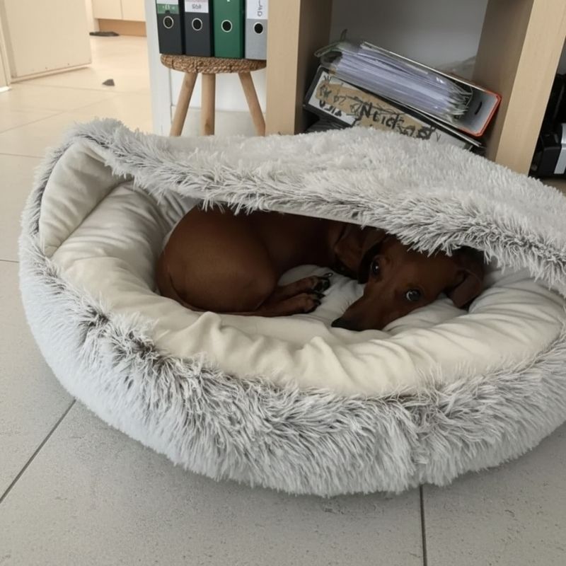 Cama Cueva Suave para Perros Salchicha