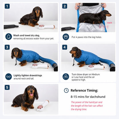 Speedy Dachshund Drying Bag in use