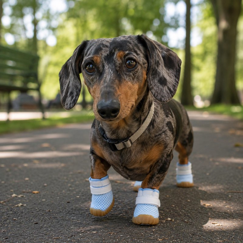 Summer Breathable Dachshund Shoes lifestyle front view