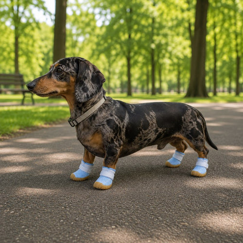 Summer Breathable Dachshund Shoes lifestyle side view